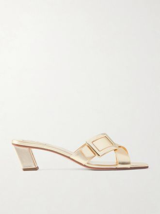 Roger Vivier Mule In Pelle Metallizzata Con Fibbia - Oro
