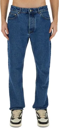 Palm Angels Straight Leg Cotton Jeans - Blue