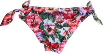 Dolce & Gabbana Floral Print Nylon Bikini Bottom - White