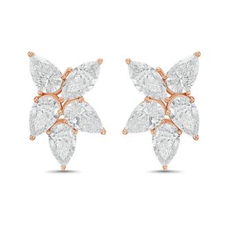 Diana M. Jewels 14KW RG 12.00 Ct TW of Lab grown pear and marquise shape diamonds cluster earrings