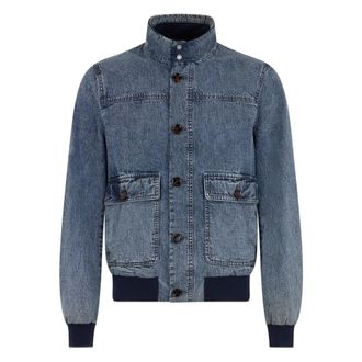 Moorer Bomber Jackets, male, Blue, Size: M Jamil Denim Jacket
