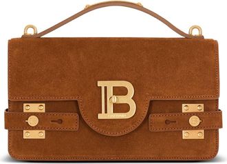 Balmain Suede B-Buzz Shoulder 24 bag in Brown at Nordstrom