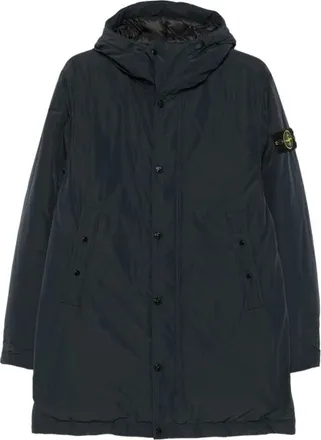 Stone Island Micro Reps Parka met capuchon - Heren - Mantels - Blauw - Maat: XL Zijde
