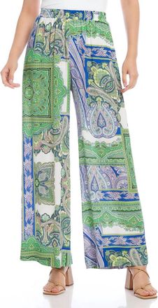 Karen Kane Page Paisley Wide Leg Pants In Green Multi