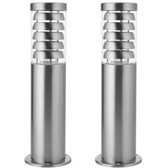 Loops 2 PACK Outdoor Garden Bollard Light Stainless Steel Outside Path LED Lamp Post in Metallics