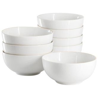 Gibson Home Ogalla 8 Piece Fine Ceramic 6 Inch 22 Ounce Cereal Bowl Set in White at Nordstrom
