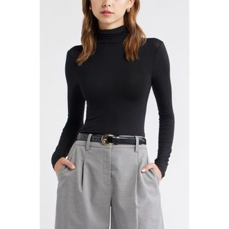 Open Edit Knit Turtleneck in Black at Nordstrom Rack, Size Xx-Small