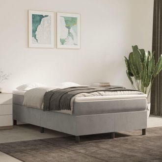 vidaXL Vidaxl - Cama Box Spring Con Colch&oacute;n Terciopelo Gris Claro 120x200 Cm