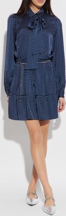 Michael Michael Kors Polka Dot Patterned Dress, Womens, Navy Blue