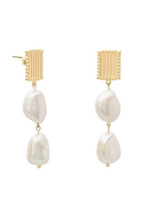 Murkani Aphrodite Goddess Hanging Pearl Earrings in Yellow Gold at Nordstrom