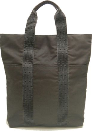 Herm&egrave;s Gray Nylon Tote Bag (Pre-Owned)