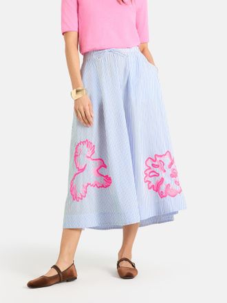 Lieblingsst&uuml;ck Midirock LIEBLINGSST&Uuml;CK FrankaL, Damen, Gr. 34, skyblau, Web, Obermaterial: 100% Baumwolle, bedruckt, gestreift, A-Linie ca. Mitte Wade, R&ouml;cke Midiroc