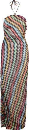 Missoni Gowns, female, Multicolor, Size: XS Halter-neck Cover-up Dress