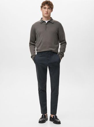 Mango Pantaloni Prato chino cropped tapered blu marino scuro - Uomo - 42 - MANGO MAN