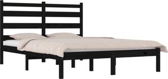 vidaXL Vidaxl - Estructura De Cama De Madera Maciza De Pino Negra 140x190 Cm