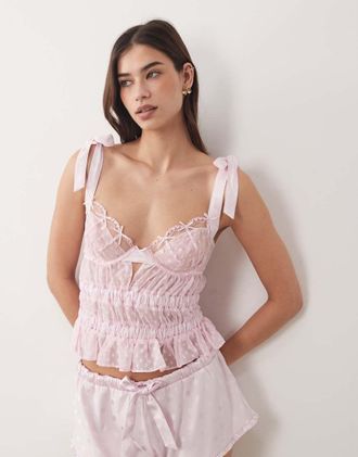 For Love & Lemons Bustino rosa a cuori in coordinato