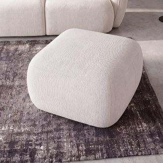Maisons du monde Puf para sof&aacute; modular de tejido de poli&eacute;ster efecto lino beige