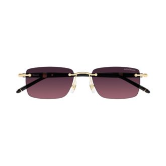 Montblanc Rectangular Rimless Sunglasses with Gradient Purple Lenses