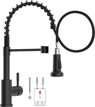 OEM Grifo De Cocina Negro De Baja Presi&oacute;n Con Resorte De Acero Inoxidable Cepillado Y Cabezal Rociador Extra&iacute;ble Con 2 Modos, Grifo Mezclador Extra&iacute;ble Gi