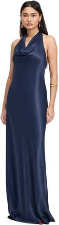 Ghost London Elara Cowl Front Satin Maxi Dress in Navy at Nordstrom, Size 12
