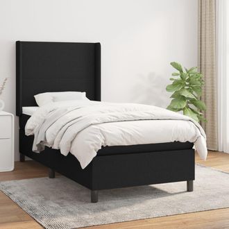vidaXL Cama Box Spring Con Colch&oacute;n Tela Negro 80x200 Cm Vidaxl