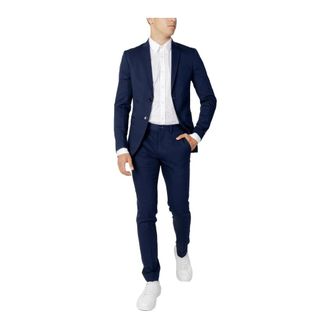 Jack & Jones Navy Blauw Slim Fit Blazer - Heren - Business pakken - Blauw - S - Polyester - Kostuums