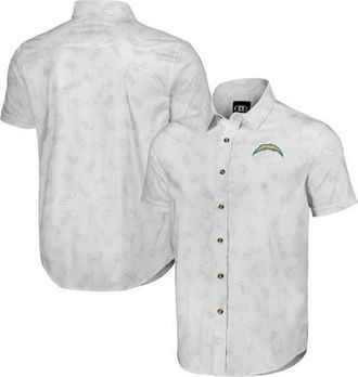 NFL Mens NFL x Darius Rucker Collection by Fanatics White Los Angeles Chargers Woven Short Sleeve Button Up Shirt at Nordstrom, Size Small