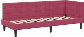 vidaXL Corner Bed Frame with Headboard Wine Red 80 cm x 200 cm Fabric vidaXL