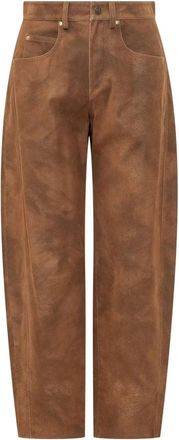 Isabel Marant Belky Barrel-fit Broek - Dames - Broeken - Bruin - XS - Leer - Broeken