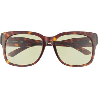 Balenciaga 56mm Square Sunglasses in Havana Green at Nordstrom Rack
