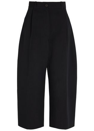 STUDIO NICHOLSON Barrel-leg Cotton and Linen-blend Trousers - Black - 10 (UK10 / S)