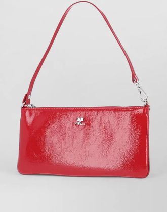 Courr&egrave;ges clutch bag detachable strap glossy finish
