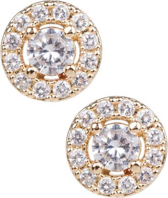 Kenneth Jay Lane 14K Gold Plated Cubic Zirconia Circle Stud Earrings in Clear/gold at Nordstrom Rack