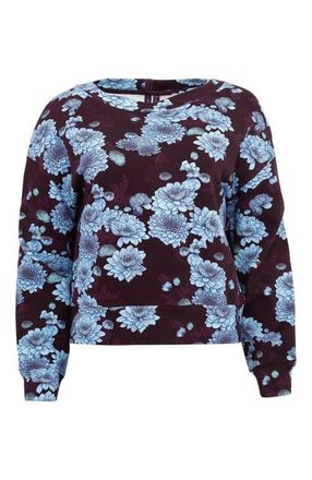 Lords of Harlech Clara Oversized Brushed Knit Sweatshirt in Serious Floral Plum at Nordstrom, Size Xx-Large