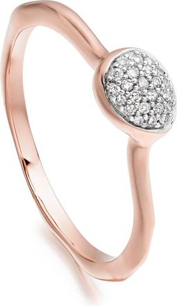 Monica Vinader Siren Diamond Small Stacking Ring, Rose Gold Vermeil on Silver