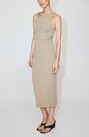 Mango Twist Strap Sleeveless Maxi Dress in Khaki at Nordstrom, Size 10