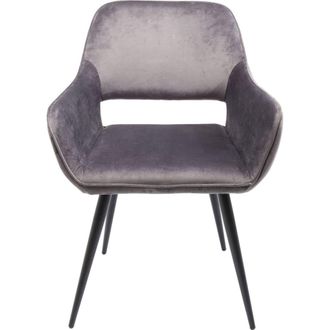 Kare Design Silla con reposabrazos terciopelo gris