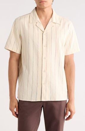 Bonobos Riviera Short Sleeve Shirt in Khaki Space Dye Stripe at Nordstrom Rack, Size Xx-Large