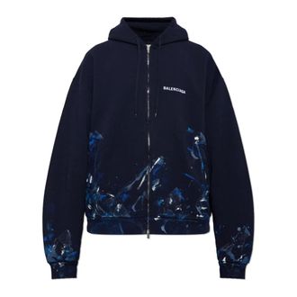Balenciaga Sweatshirt met geborduurd logo - Heren - Sweatshirts & Hoodies - Blauw - Maat: XL Katoen