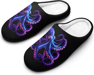 Generic Octopus Mens House Slippers Memory Foam Washable Cotton Slip on Home Shoes