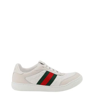 Gucci White Stripes Screener Sneakers