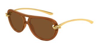 Bottega Veneta BV1418S 004 Womens Sunglasses Brown Size 58