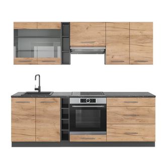 Vicco Mueble De Cocina Fame-line, Oro Power Roble/antracita, 235 Cm Sin Encimera