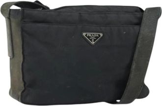 Prada Pre-owned Cross Body Bags, female, Black, Size: ONE SIZE Pre-owned Nylon Cross Body Bag