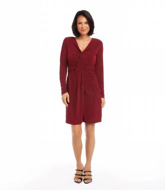 Karen Kane Raelynn Twist Front Metallic Mini Dress In Red