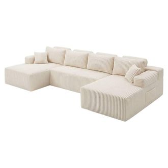Levede Modular Sectional Sofa Bed 3 Seater U Shaped Convertible Soft Boneless in Beige