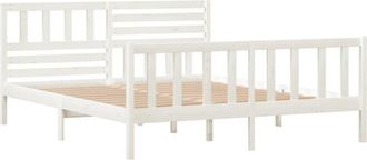 vidaXL Estructura De Cama De Madera Maciza Blanca 140x190 Cm Vidaxl