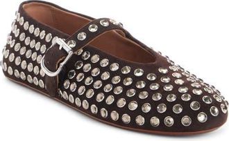 Alaia Crystal Mary Jane Ballet Flat in Brun Fonce at Nordstrom, Size 6.5Us