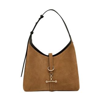 Strathberry Tassen, Dames, Bruin, ONE Size, Leer, Kite Hobo Suede Schoudertas