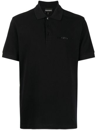 Emporio Armani logo-print cotton polo shirt - men - Cotton - S - Black